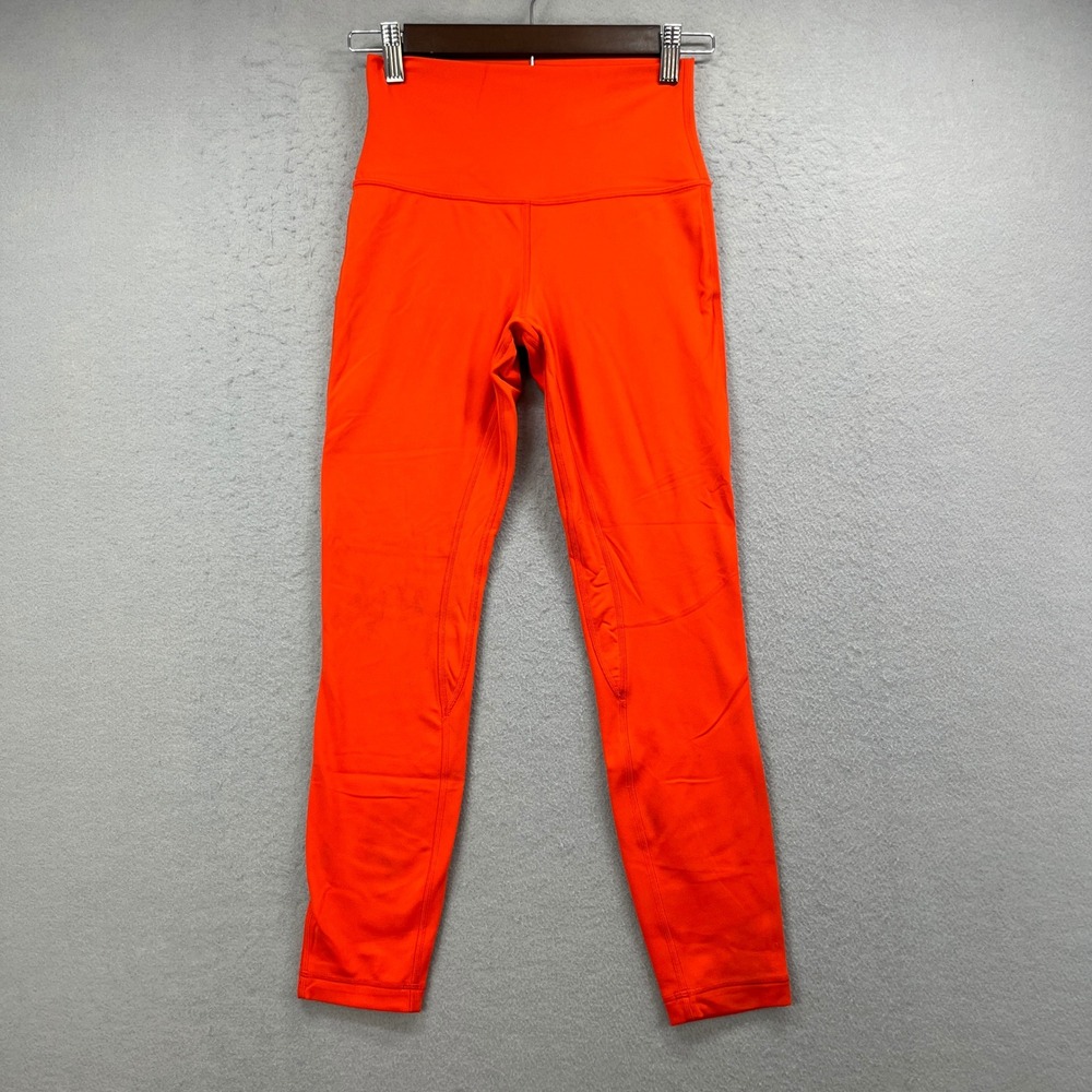 Lululemon Leggings Womens 4‎ Orange High Rise Stretch Yoga Athletic Gym Pants